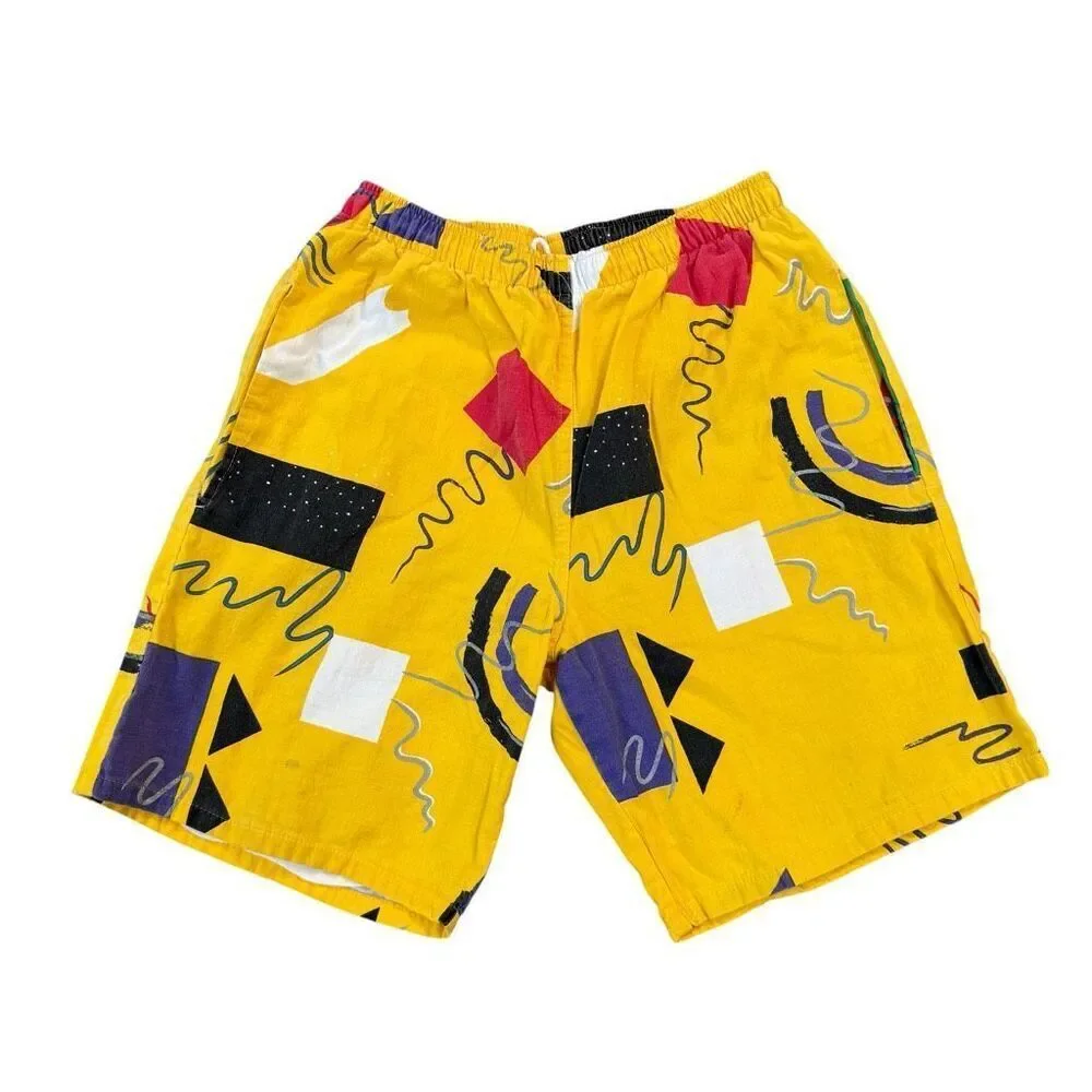 Bordeaux pacific vintage cotton shorts abstract print Made in USA sz L